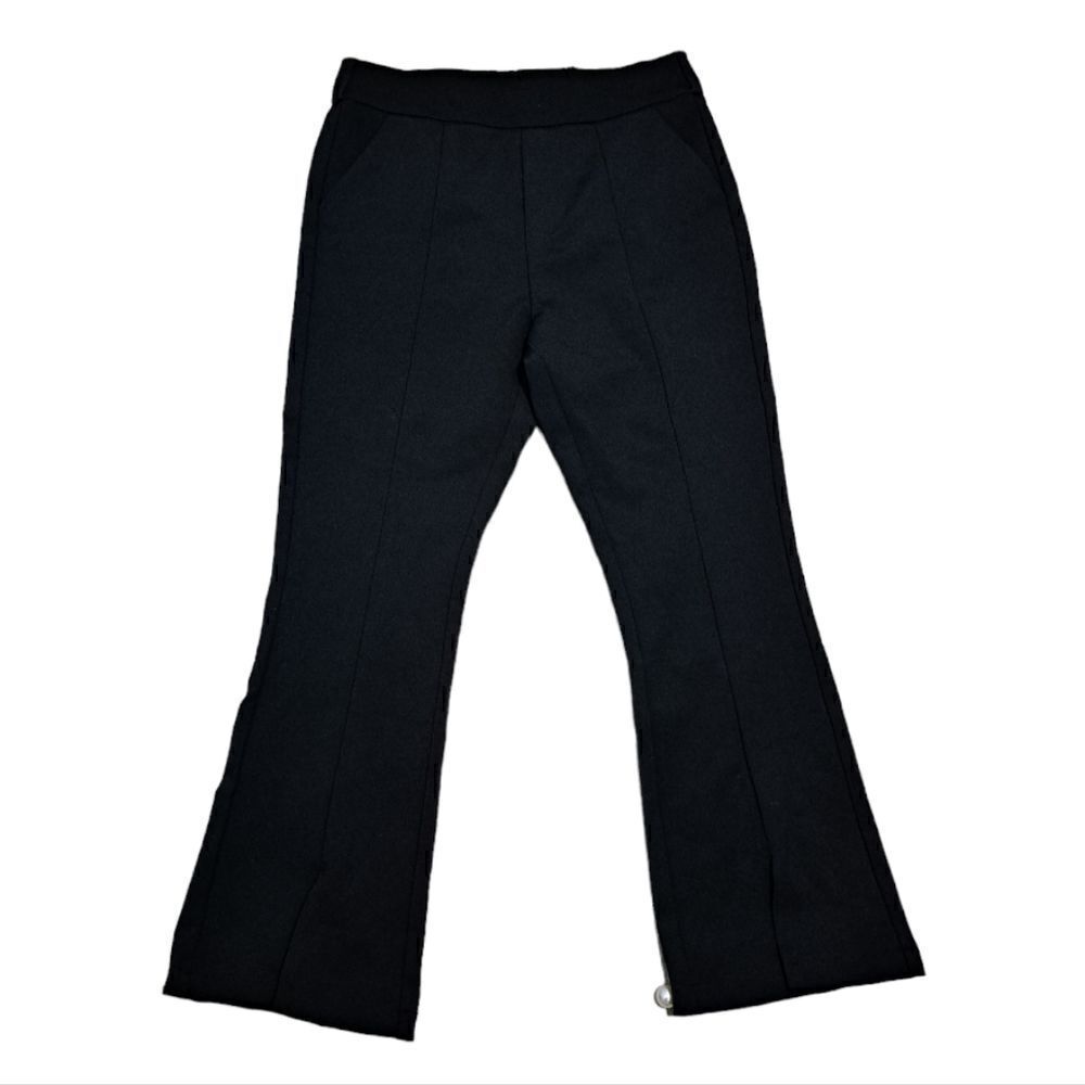 Vega Vesture Pearls Beaded Split Hem Flare Leg Cropped Pants Size 27 Black